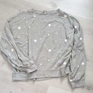Gray Star Patterned Lightweight Sweatshirt